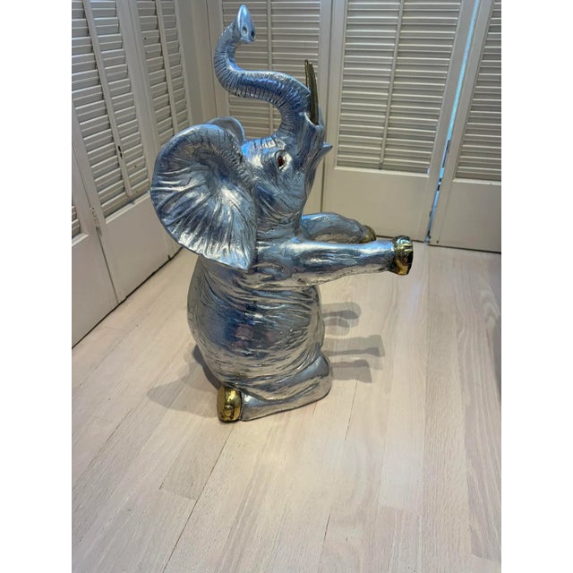 Boho Chic Vintage Arthur Court Elephant Ice Bucket Wine Cooler Barware For Sale - Image 3 of 8