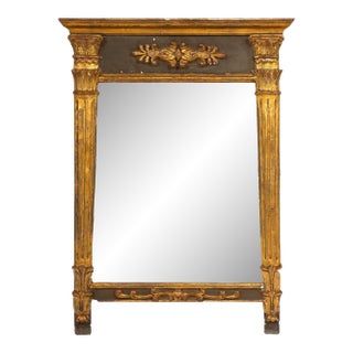 Gilded Reflections: French Empire Giltwood Mirror with Classical Relief For Sale