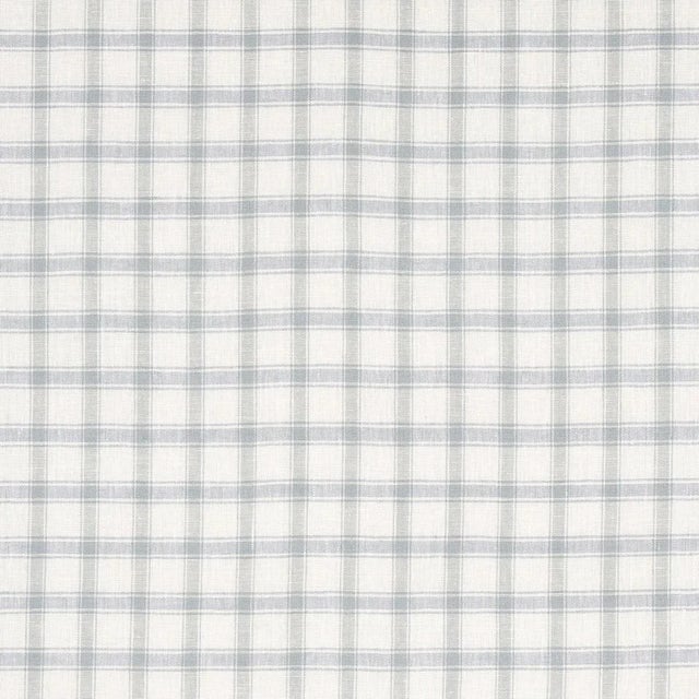 Sample - Schumacher Crawford Linen Check Fabric in Jasper Blue For Sale