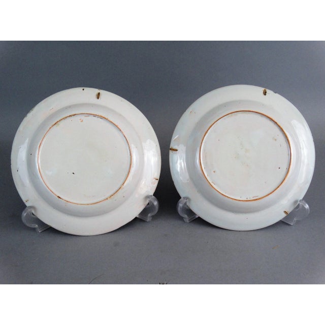 Antique English Delft Chinoiserie Plates, Pair Attributed to Lambeth For Sale - Image 6 of 7