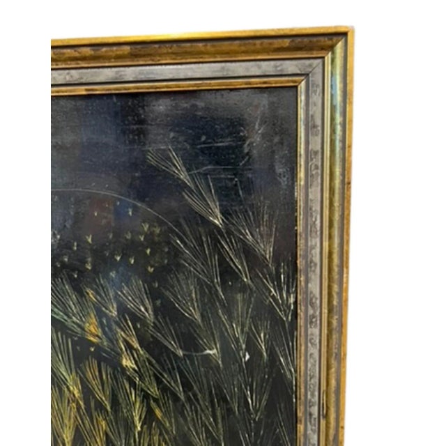 1970s Framed Painting of a Peacock at Moonlight, Signed For Sale - Image 4 of 8