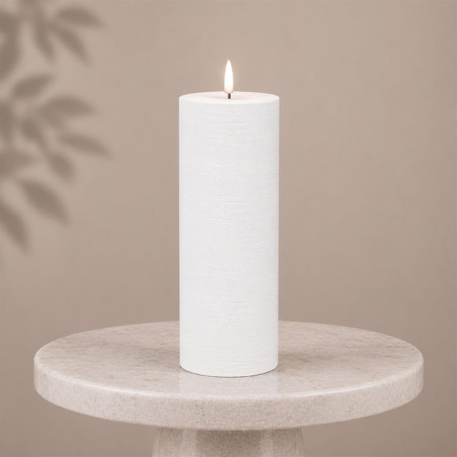 Modern FIA Wick White Pillar Candle (Set of 2) For Sale - Image 3 of 5