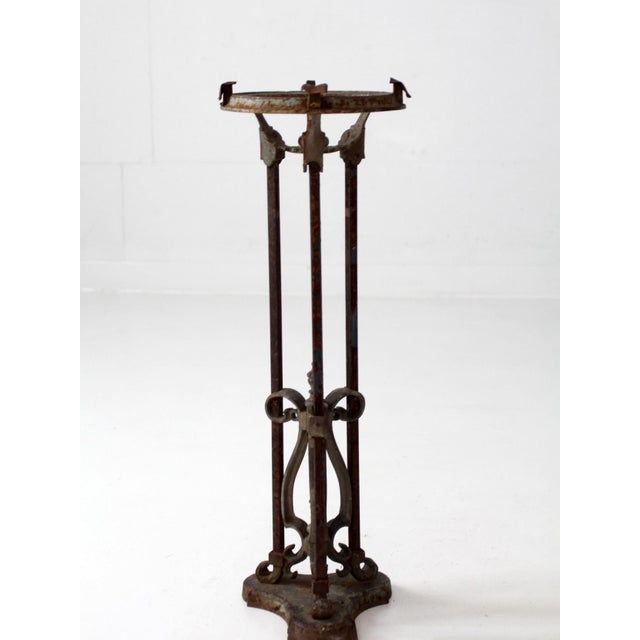Brown Antique Gothic Revival Iron Plant Stand For Sale - Image 8 of 13