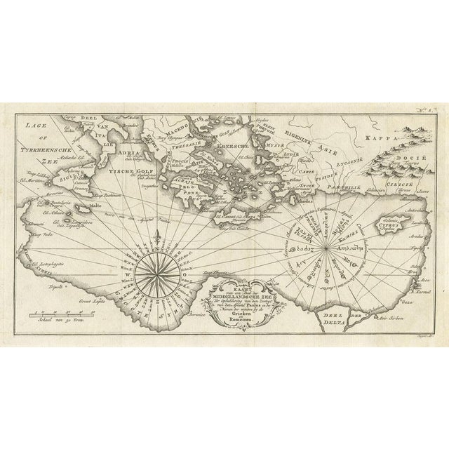 Dutch Map of the Region Around the Mediterranean Sea, 1773 For Sale - Image 3 of 5