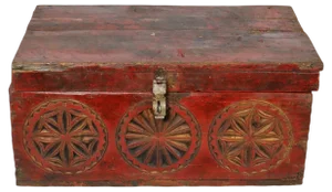 Antique Cedar Wood Treasure Dowry Chest Box, Nuristan, Afghanistan, 1920s