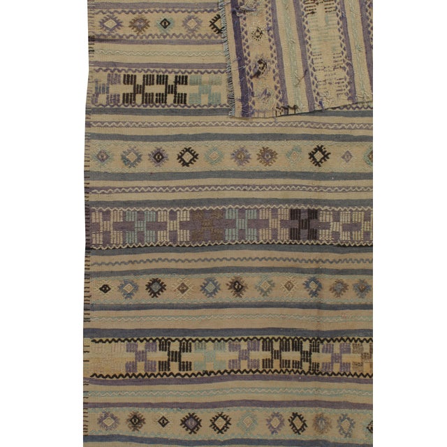 Tan Vintage Circa 1940 Turkish Flat Weave Jajim Kilim Rug, 5ft 1in X 7ft 8in For Sale - Image 8 of 9