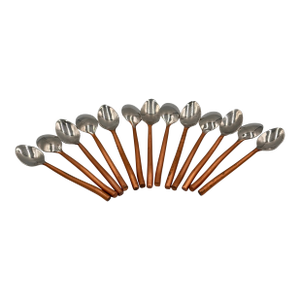 Vintage Coffee Dessert Espresso Demitasse Hand Crafted Copper Handle Spoon Set
