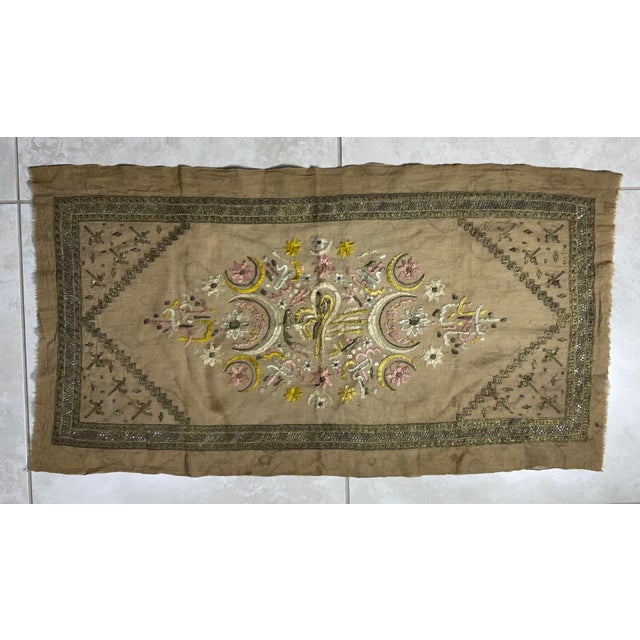 Antique Ottoman Turkish Tughra Embroidery Metallic Silver & Silk Thread For Sale - Image 9 of 18