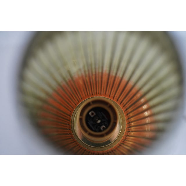 Black Mid-Century Round Orange and Green Murano Art Glass and Brass Table Lamp, 2000s For Sale - Image 8 of 9