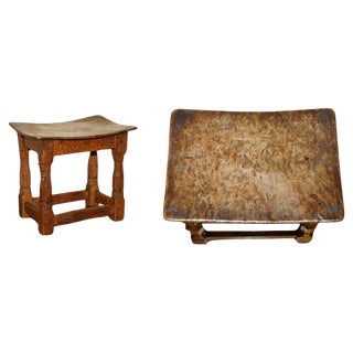 Burr Oak Stool by Robert Mouseman Thompson, 1930s For Sale
