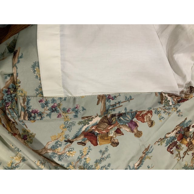 2020s 3 Pair Custom Designer Fabric Multi-Color Toile Drapery Panels / Curtains / Drapes - Kravet’s Guinevere Sage Green - Pinch Pleat Pleated Curtains For Sale - Image 5 of 11