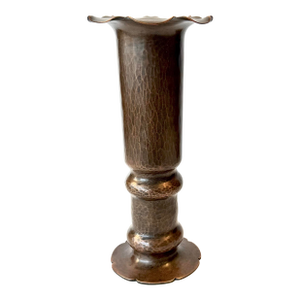 Signed Frans Gyllenberg Hand Hammered Copper 9” Floriform Vase - Boston Arts and Crafts Society C. 1910.