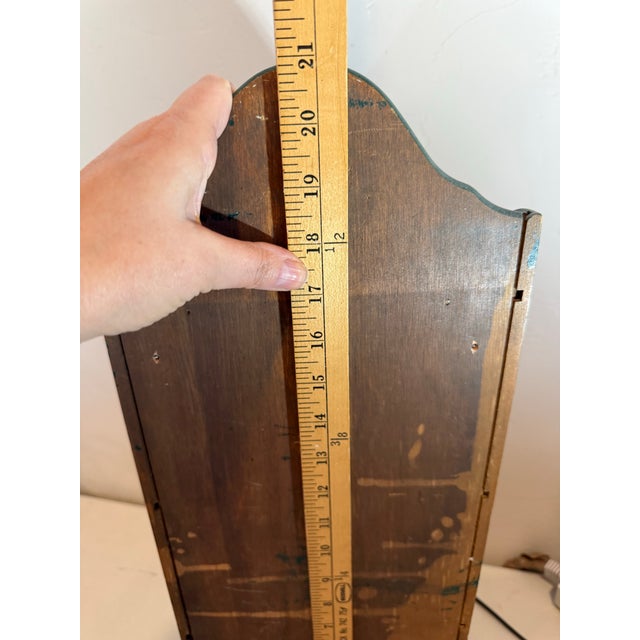 Vintage Primitive Wooden Spice Cabinet Cabby Wall-Mount Decor Dark Green For Sale - Image 9 of 12