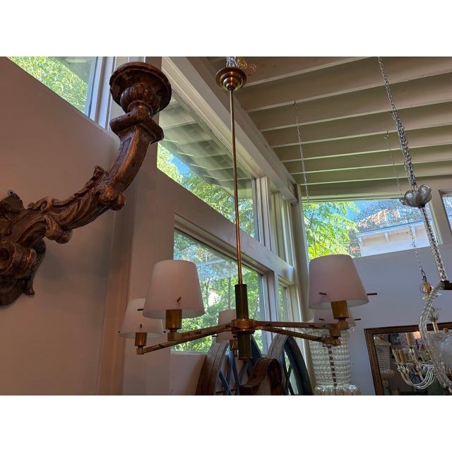 Metal 1960s Italian Modern Brass Chandelier For Sale - Image 7 of 11