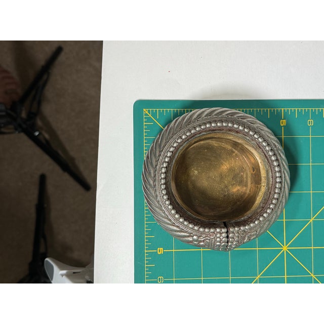 Metal Early 20th Century Moroccan Berber Silver Anklet Converted to Brass-Lined Catchall For Sale - Image 7 of 9