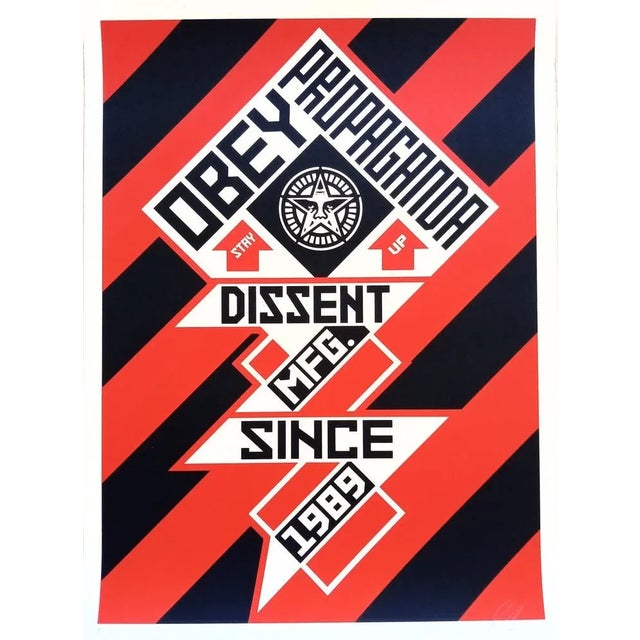Shepard Fairey (Obey) Constructivist Banner Black 2010 Screenprint on cream Speckletone paper. Signed by Shepard Fairey....