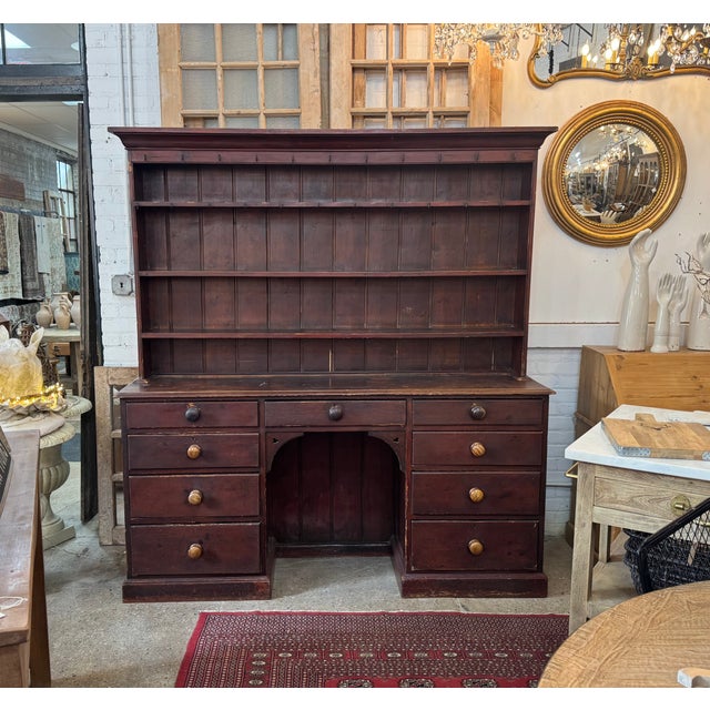 Hand-made from pine, this two-piece American Welsh cupboard dates to the 1860s and features a warm, well-developed patina....