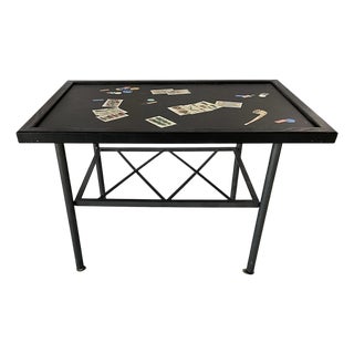 Mid-20th Century Italian Scagliola Inlaid Side Table With Metal Base For Sale