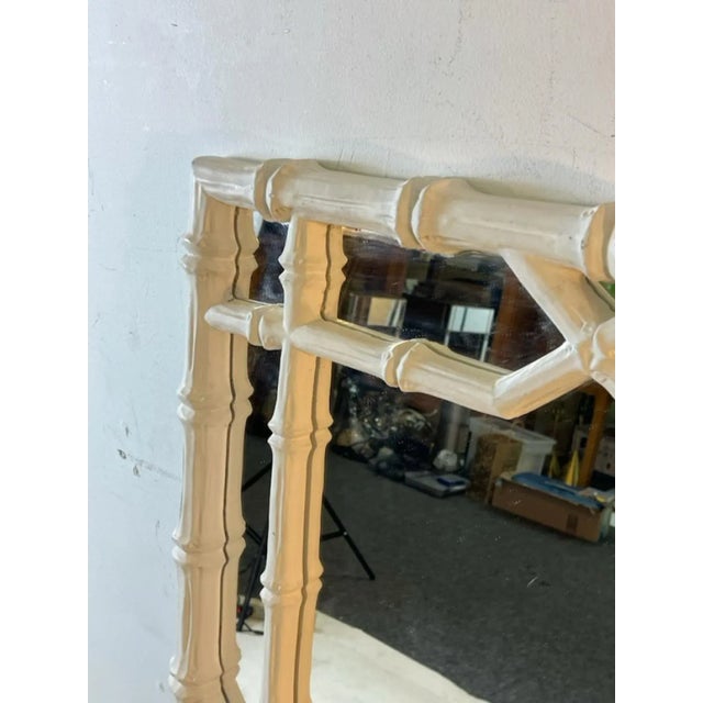 Serge Roche 1980s White Faux Bamboo Mirror in the Manner of Serge Roche For Sale - Image 4 of 10