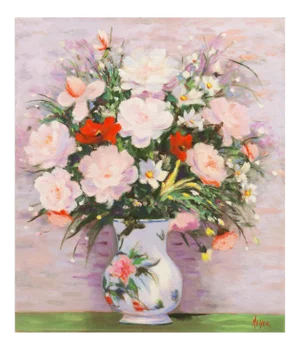 'Still Life in Lilac and Rose', American School, 1980s