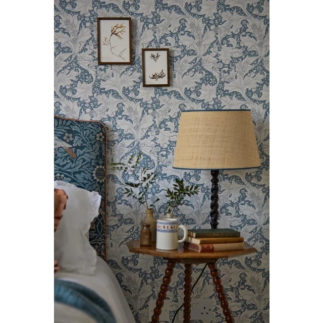 Morris & Co. Morris & Co Wallflower Wallpaper in Woad Blue - a Sample For Sale - Image 4 of 4