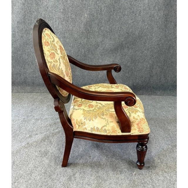Louis XVI Style Floral Upholstered Fauteuil Armchair For Sale In Raleigh - Image 6 of 10