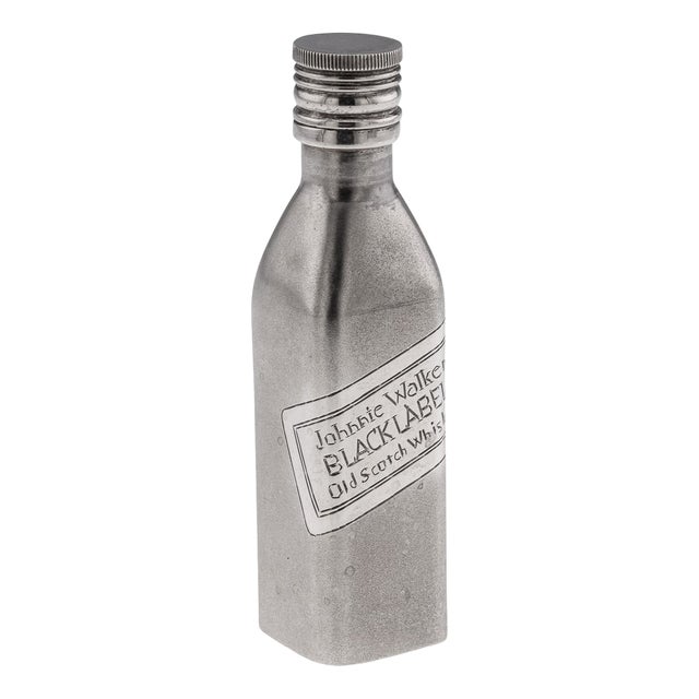 Novelty Silver Miniature Johnnie Walker Whisky Bottle For Sale