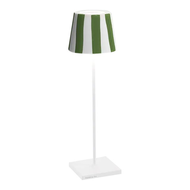 Zafferano Poldina Lido Table Lamp with Green Striped Shade For Sale