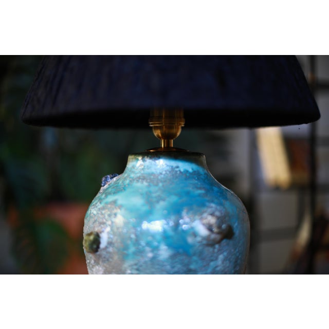 Sky Blue Blue Ceramic Table Light, Ocean Inspired, Handmade Sculptural Lighting, Unique Home Decor For Sale - Image 8 of 11