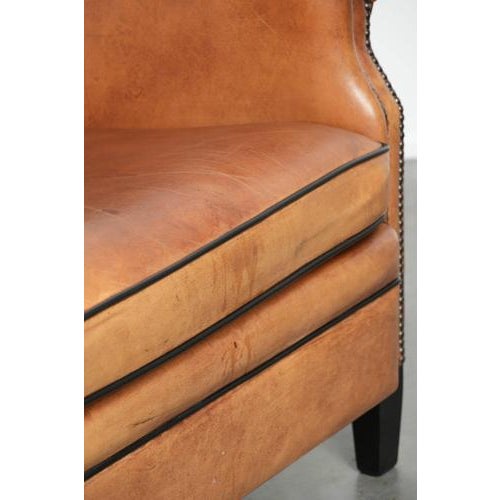 Large English-Style Club Chair in Sheepskin Leather For Sale - Image 10 of 13