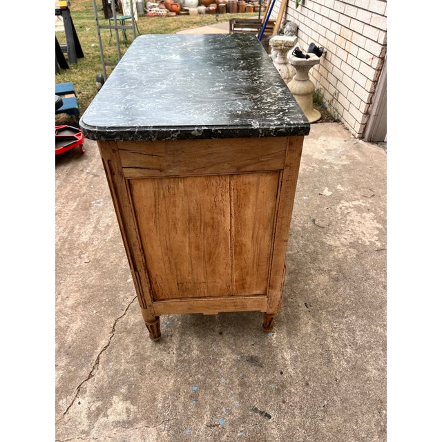 French 18th Century Louis XVI Marble Top Bleached Walnut Commode For Sale - Image 9 of 12