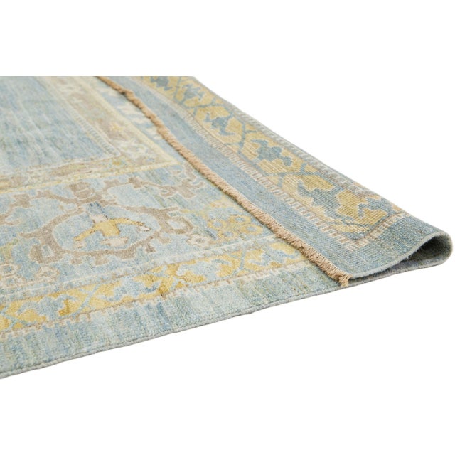 12 X 15 Apadana's Modern Sultanabad Blue Designed Wool Rug For Sale - Image 4 of 10