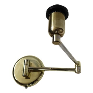 Vintage Brass Wall Light with Foldable Arms, Sweden, 1970s For Sale