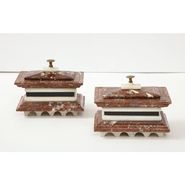 1980s Italian Marble Ink Wells - a Pair For Sale - Image 10 of 13