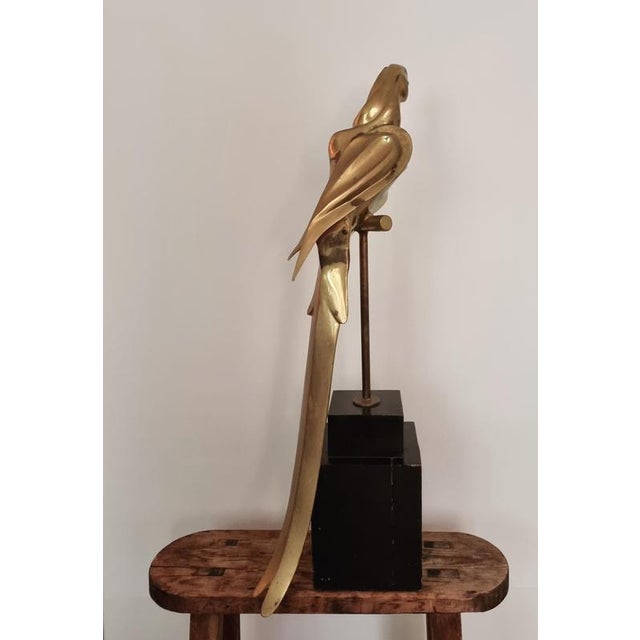 Hollywood Regency Brass Parrot Sculpture, 1970s For Sale - Image 9 of 18