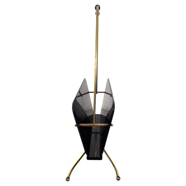 Gio Ponti Mid-Century Italian Magazine Rack with Handle in the style of Gio Ponti, 1950s For Sale - Image 4 of 11