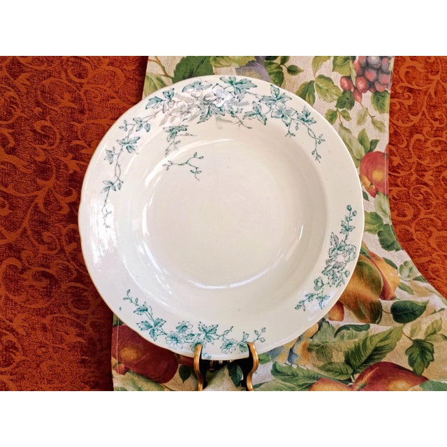 Antique Blue and White Floral Soup Bowls Set of 4 F Winkle Co "Sprays" Victorian Staffordshire China English Cottage Chinoiserie Home Decor For Sale - Image 4 of 10