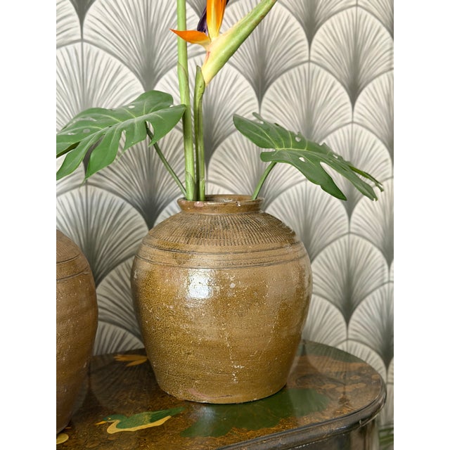 Antique Chinese Terracotta Ceramic Pickling Jar Flower Pot Planter Vases - Set of 3 For Sale In Los Angeles - Image 6 of 9