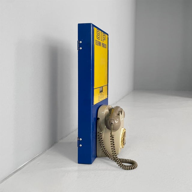 Mid-Century Modern Mid-Century Modern Italian Wall-Mounted Public Telephone in Metal from SIP, 1960s For Sale - Image 3 of 9