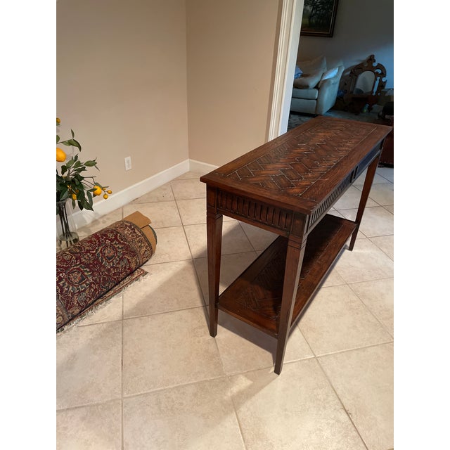 Herringbone Wood Top Console Table Chairish