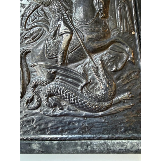 Vintage Greek Orthodox 950 Fine Silver Riza Icon of St. George For Sale - Image 11 of 16