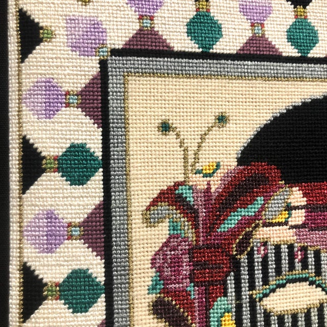 Long 1980s Needlepoint Textile Wall Art | Mardi Gras Carnival Masks For Sale - Image 9 of 10