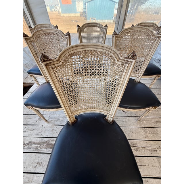 Fine 19th century Set of French Louis XVI dining chairs solid mahogany The wood has the original French paint from the...