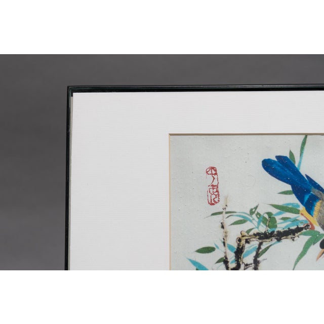 Black Mid 20th Century Original Framed Botanic and Avian Signed Chinese Watercolor For Sale - Image 8 of 10