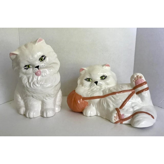 Vintage Large Porcelain Kitty Cat Figurines - a Pair For Sale - Image 9 of 9