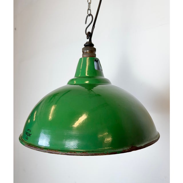 Industrial British Green Enamel Factory Pendant Lamp from Maxlume, 1960s For Sale - Image 9 of 18