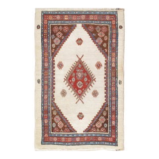 Antique Persian Bakhshaish Carpet, Handmade Wool Oriental Rug, Ivory and Rust For Sale
