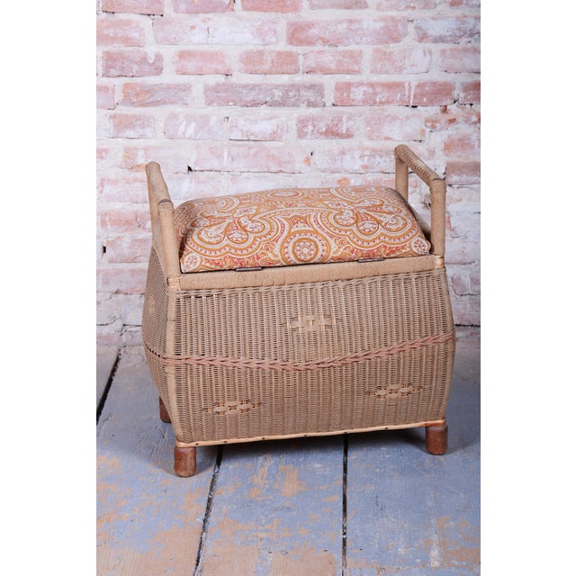 Czech Art Deco Stool in Wood and Hemp, 1940s For Sale - Image 4 of 14