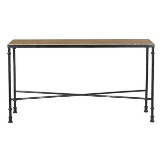Midcentury Metal & Travertine Console For Sale