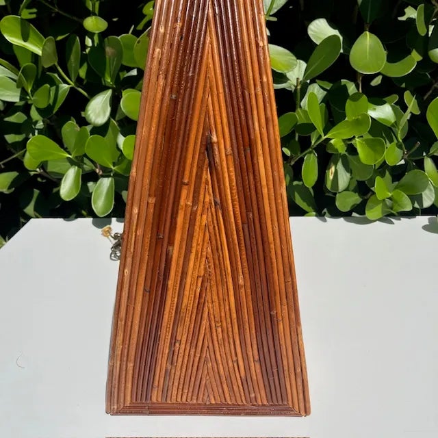 Brown Arched Pencil Reed Table Lamps in the Style of Gabriella Crespi - a Pair For Sale - Image 8 of 8